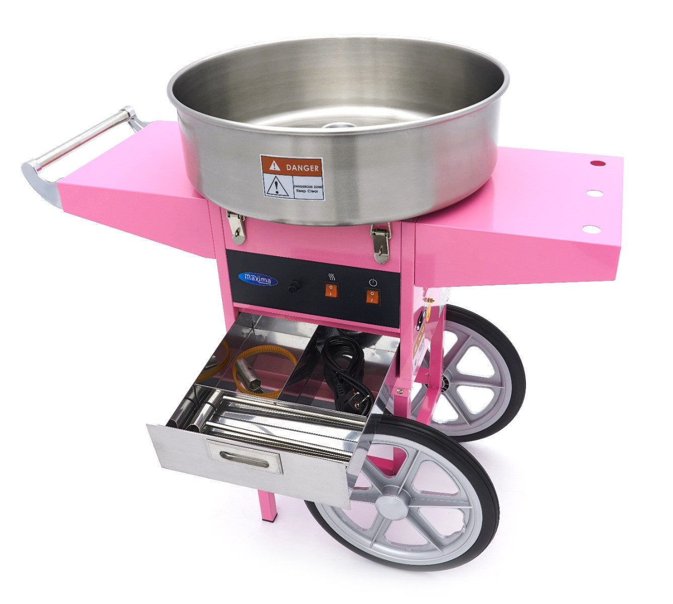 Machine à barbe à papa - diamètre 52cm - Rose - avec chariot inox 1080 W Maxima - vue 9 - Machine popcorn / barbe à papa pro CHR - Cuistéo