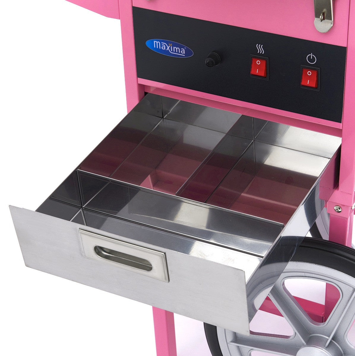 Machine à barbe à papa - diamètre 52cm - Rose - avec chariot inox 1080 W Maxima - vue 13 - Machine popcorn / barbe à papa pro CHR - Cuistéo