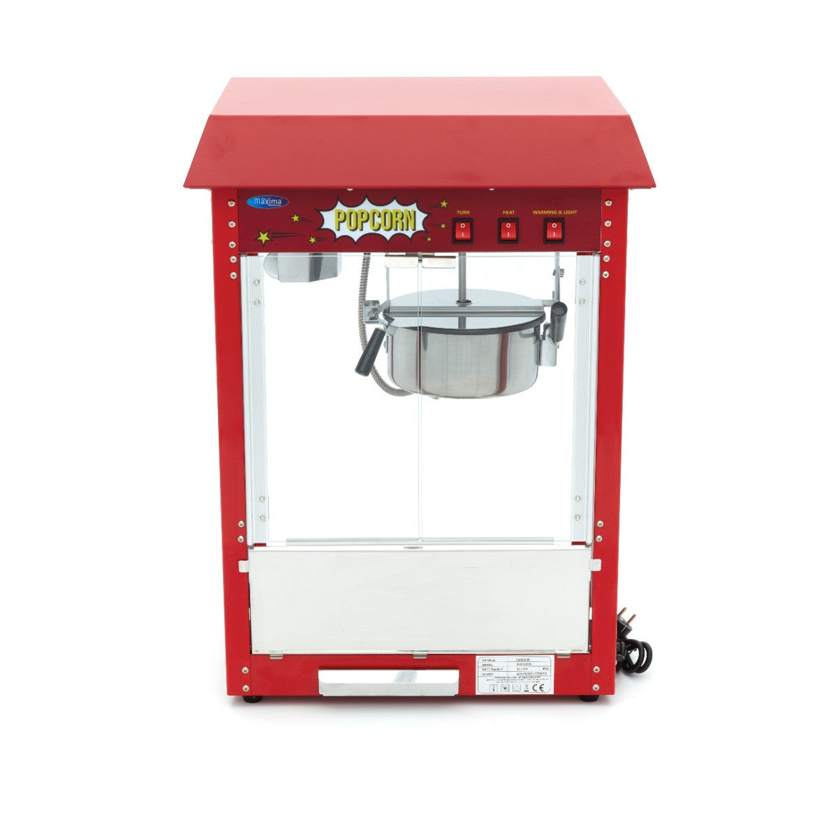 Machine à pop-corn - 150g - Boîtier vitré 150 L 1375 W Maxima - vue 3 - Machine popcorn / barbe à papa pro CHR - Cuistéo