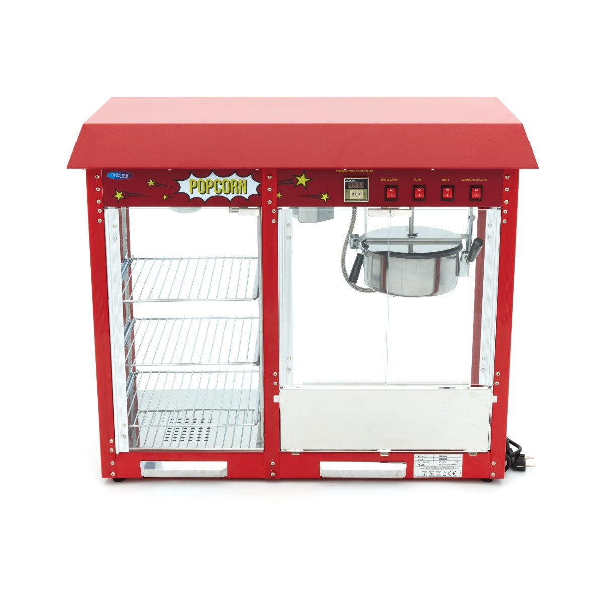 Machine à pop-corn - 150 g - avec vitrine de maintien au chaud 150 L 1700 W Maxima - vue 2 - Machine popcorn / barbe à papa pro CHR - Cuistéo