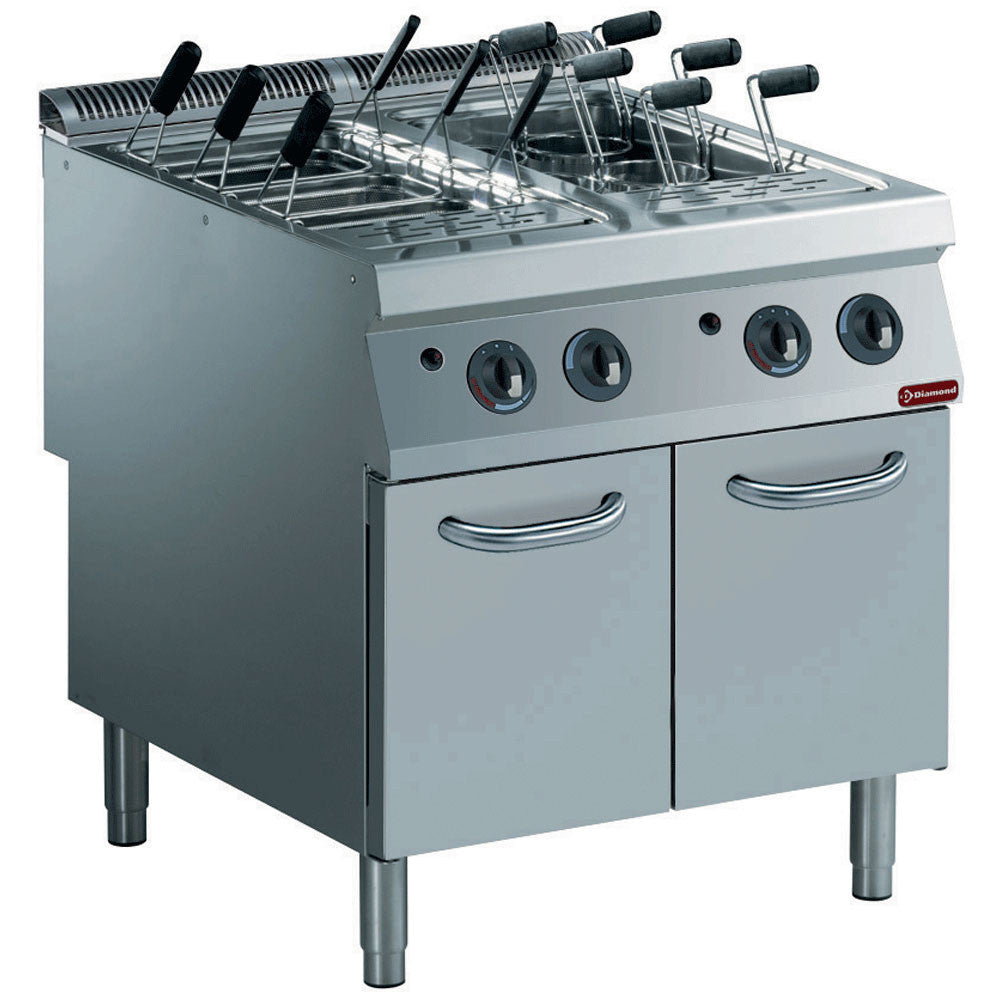 Cuiseur à pâtes gaz - 2 cuves GN 1/16 sur meuble - Diamond