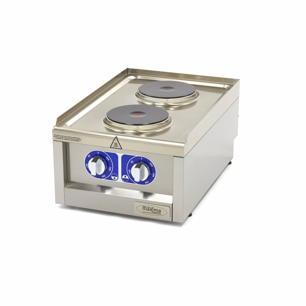 Cuisinière professionnelle - 2 brûleurs - Unité individuelle - 60cm de profondeur - Électrique 3500 W Maxima - Réchaud électrique professionnel CHR - matériel cuisine pro - Cuistéo