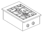 Cuisinière à gaz 2 bruleurs 7kw 700x400x597 mm 2 L Combisteel - Réchaud gaz professionnel CHR - matériel cuisine pro - Cuistéo
