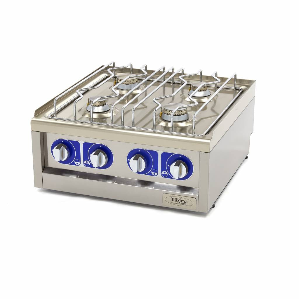 Cuisinière professionnelle - 4 brûleurs - Double unité 800x600x597 mm 2 kW Maxima - Réchaud gaz professionnel CHR - matériel cuisine pro - Cuistéo