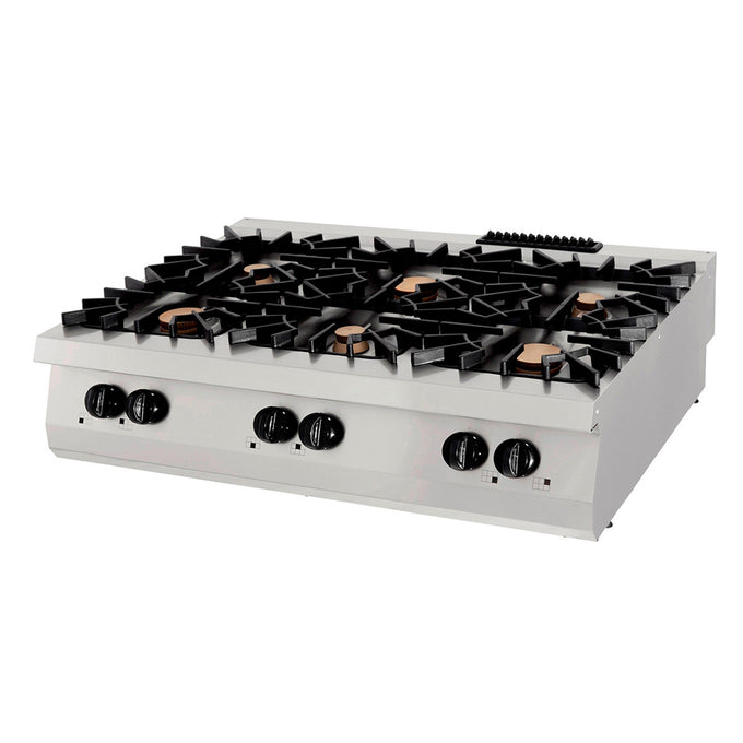 Cuisinière 6 brûleurs - Unité Triple - Profondeur de 90cm - Gaz 3 L 48.0 W Maxima - Réchaud gaz professionnel CHR - matériel cuisine pro - Cuistéo