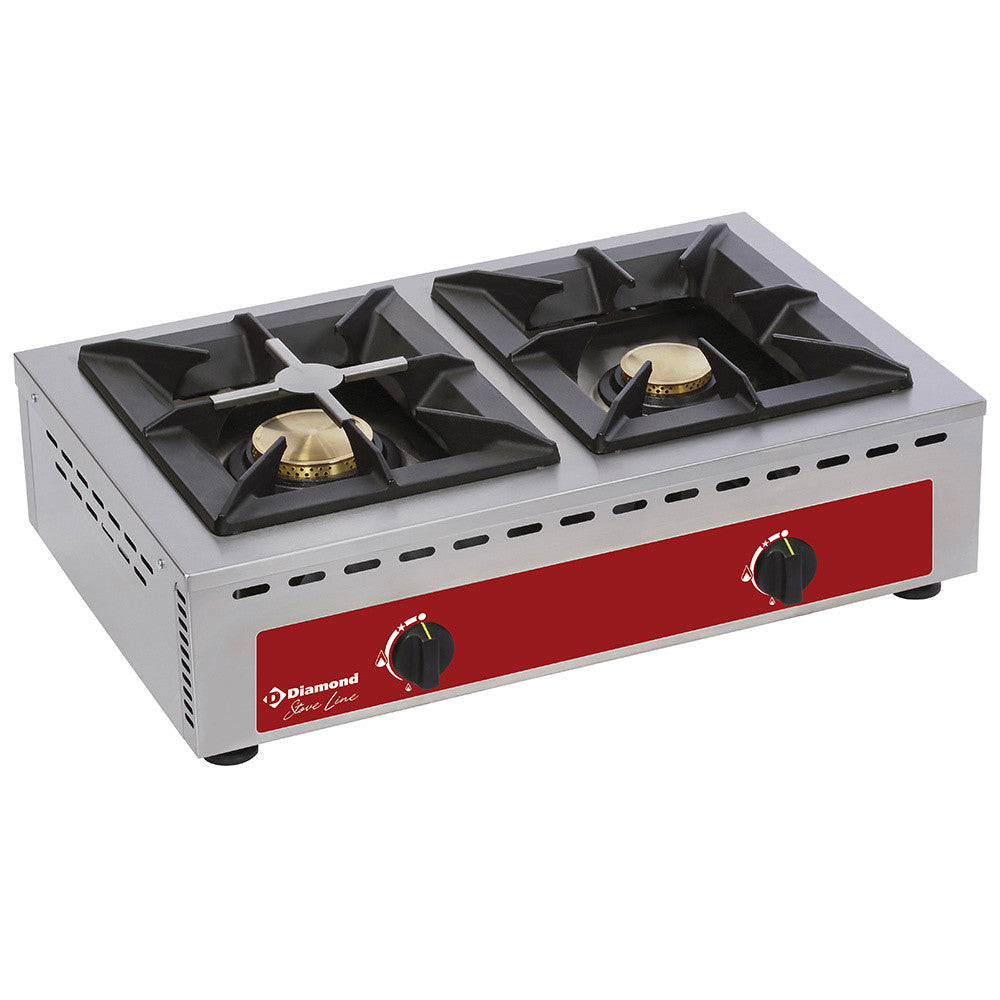 Réchaud de table - 2 feux vifs 7 + 5 kw - Diamond