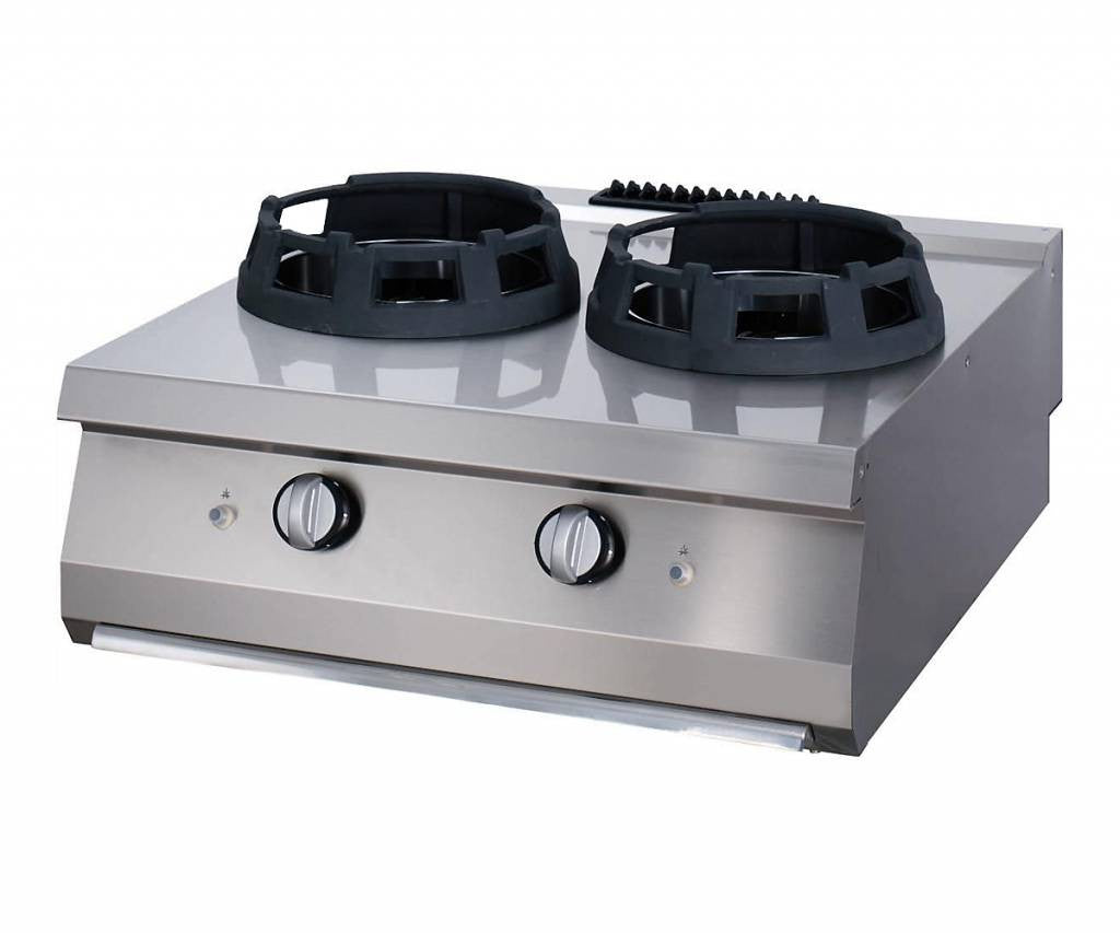 Cuisinière Wok - 2 x Anneaux de Cuisson de 28,5 cm - Gaz 28.0 kW Maxima - Réchaud wok professionnel CHR - matériel cuisine pro - Cuistéo