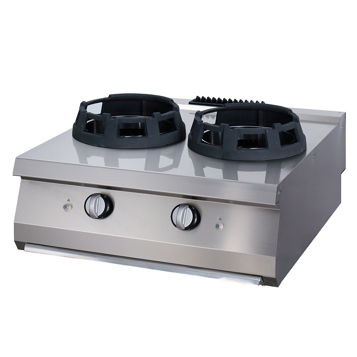 Cuisinière à wok - 2 anneaux de cuisson de 28,5 cm - Double unité - 90 cm de profondeur - Gaz Maxima - Réchaud wok professionnel CHR - matériel cuisine pro - Cuistéo
