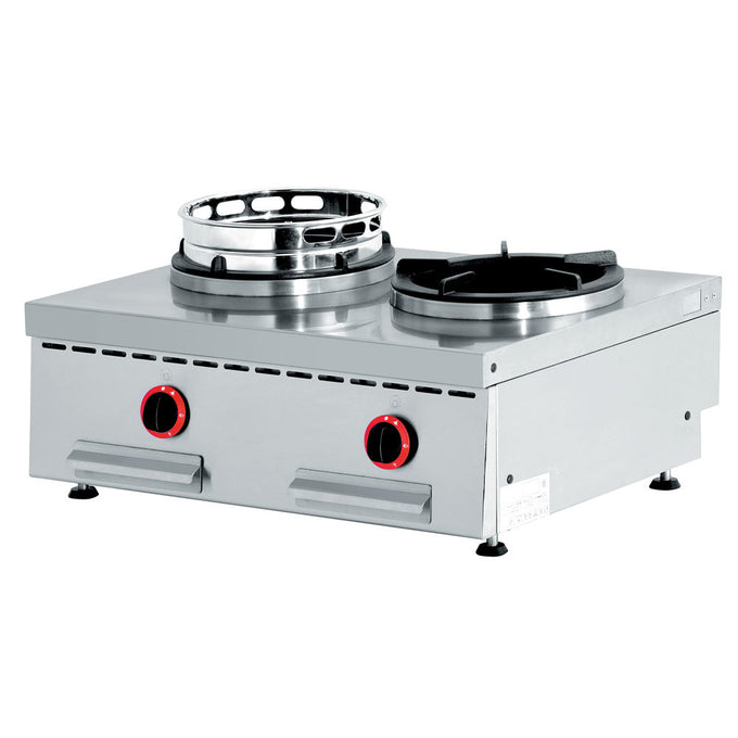 Feux wok gaz de table 2 feux 2 x 13 kw - Diamond