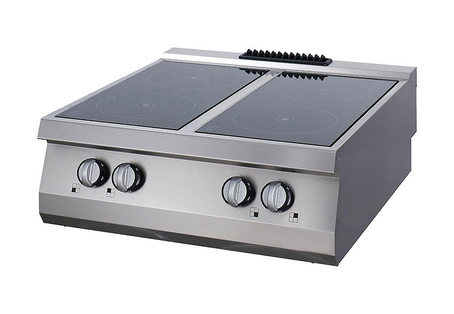 Cuisinière infrarouge - 4 brûleurs - Double unité - Profondeur de 70cm - Électrique 8400 W Maxima - Plancha électrique professionnel CHR - matériel cuisine pro - Cuistéo
