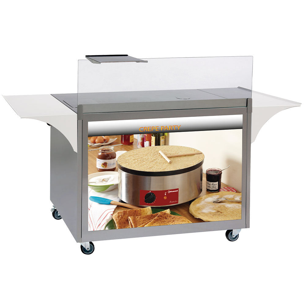 Meuble à crêpes en inox sur roulettes - Diamond