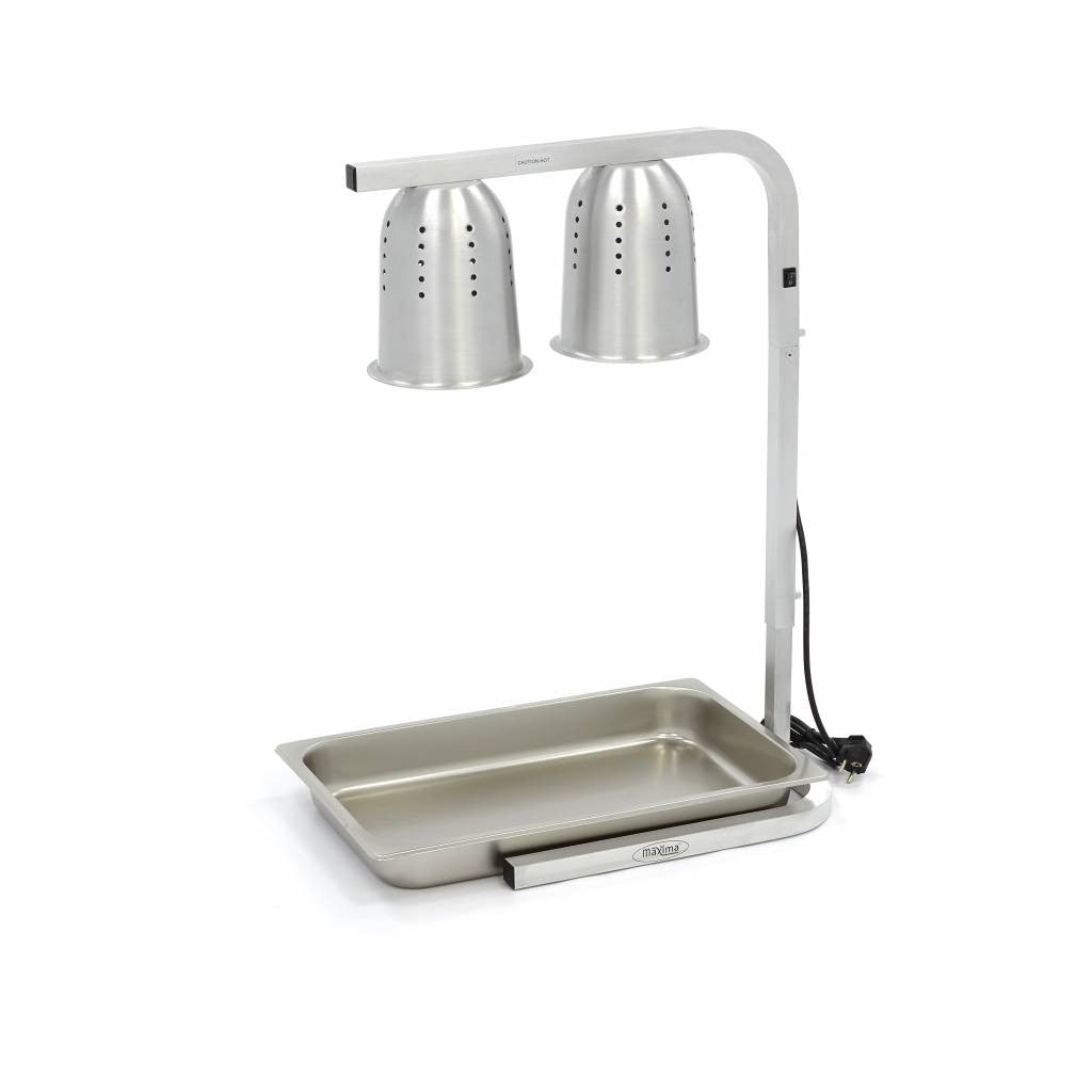 Lampe chauffante - 2 lampes - inclut 2 lampes et 1 conteneur GN 1/1 275 W Maxima - Lampe chauffante professionnel CHR - matériel cuisine pro - Cuistéo