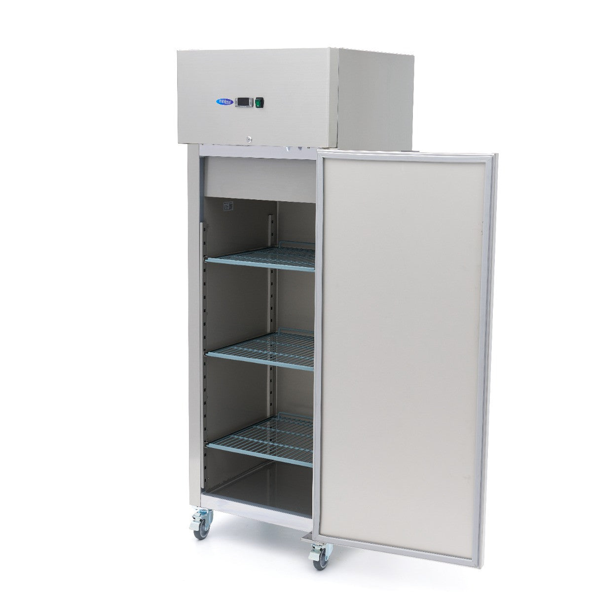 Réfrigérateur - 400 L - 3 étagères réglables (1/1 GN) - acier inoxydable - sur roulettes - Maxima