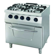 Heavy Duty cuisinière - 4 brûleurs - unité double - profondeur 70 cm - 30 kW - gaz incl four électrique - Maxima