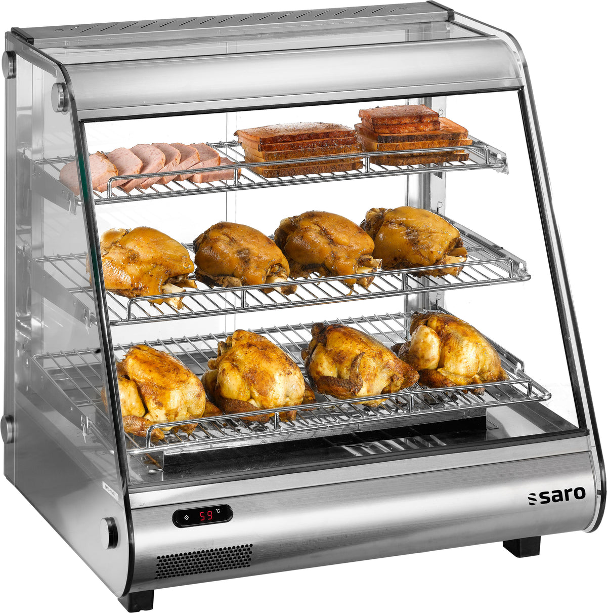 Vitrine chauffante ELINE 160 - 160L - LED - Contrôle digital - 1,5 kW Saro - Vitrine chaude professionnel CHR - matériel cuisine pro - Cuistéo