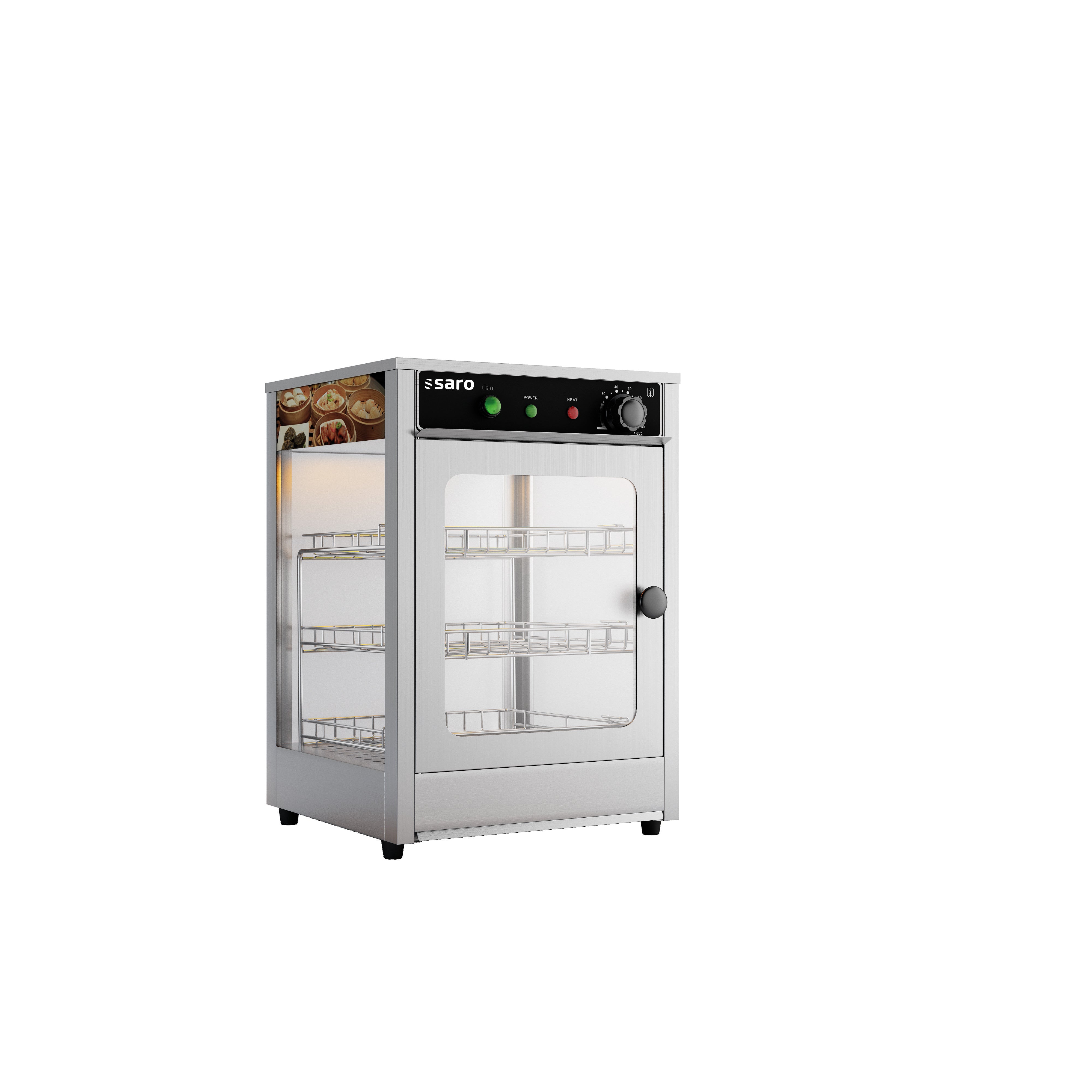 Vitrine chauffante - 43L - +30/+80°C - 3 grilles - Contrôle digital - 0,6 kW - FIONA Saro - Vitrine chaude professionnel CHR - matériel cuisine pro - Cuistéo