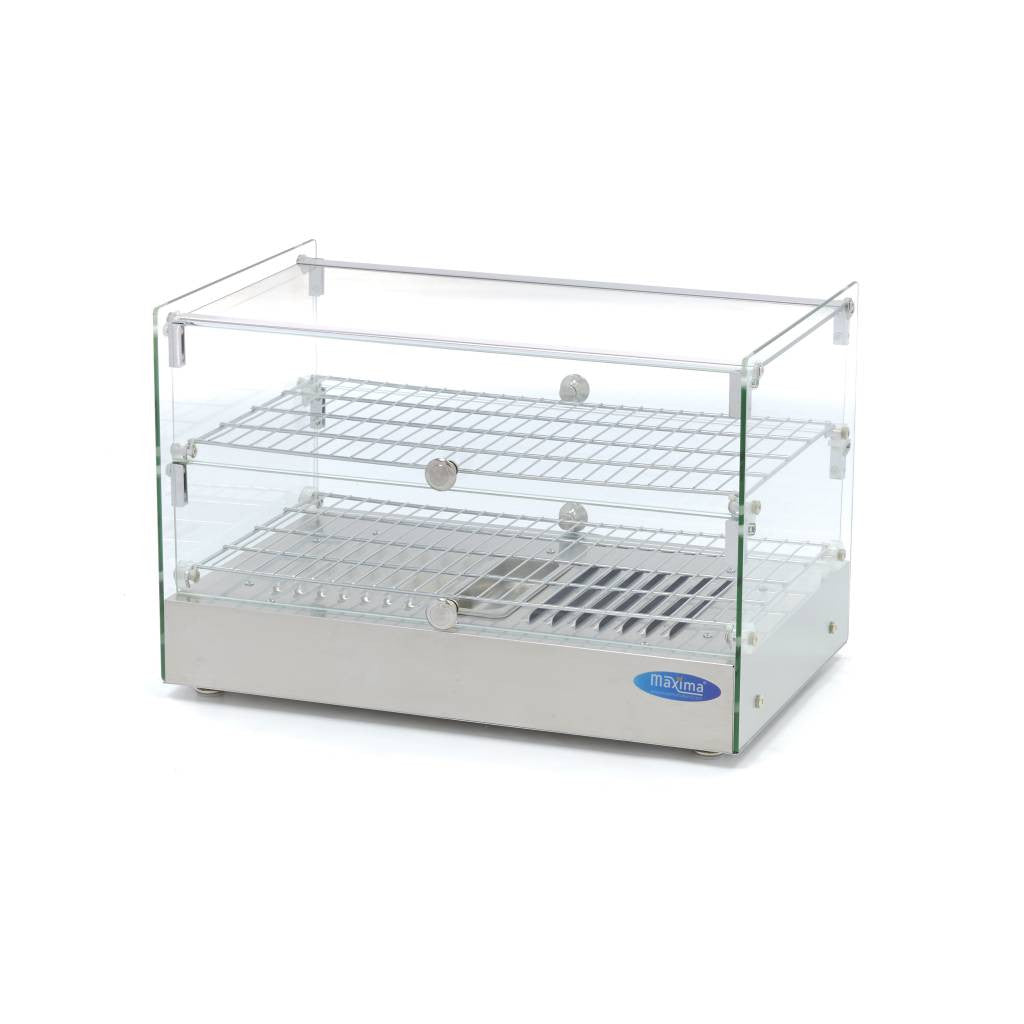 Vitrine chauffante pour aliments - 50 L - 55 cm - 2 étagères inox 800 W Maxima - Vitrine chaude professionnel CHR - matériel cuisine pro - Cuistéo
