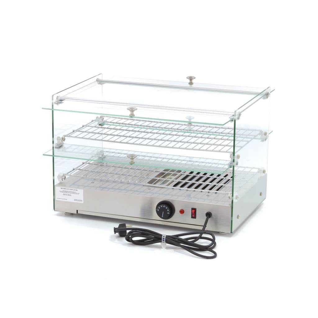 Vitrine chauffante pour aliments - 50 L - 55 cm - 2 étagères inox 800 W Maxima - vue 2 - Vitrine chaude pro CHR - Cuistéo