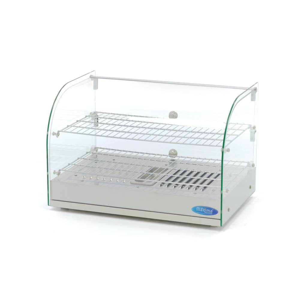 Vitrine chauffante pour aliments - 45L - 55cm - 2 étagères inox 800 W Maxima - Vitrine chaude professionnel CHR - matériel cuisine pro - Cuistéo