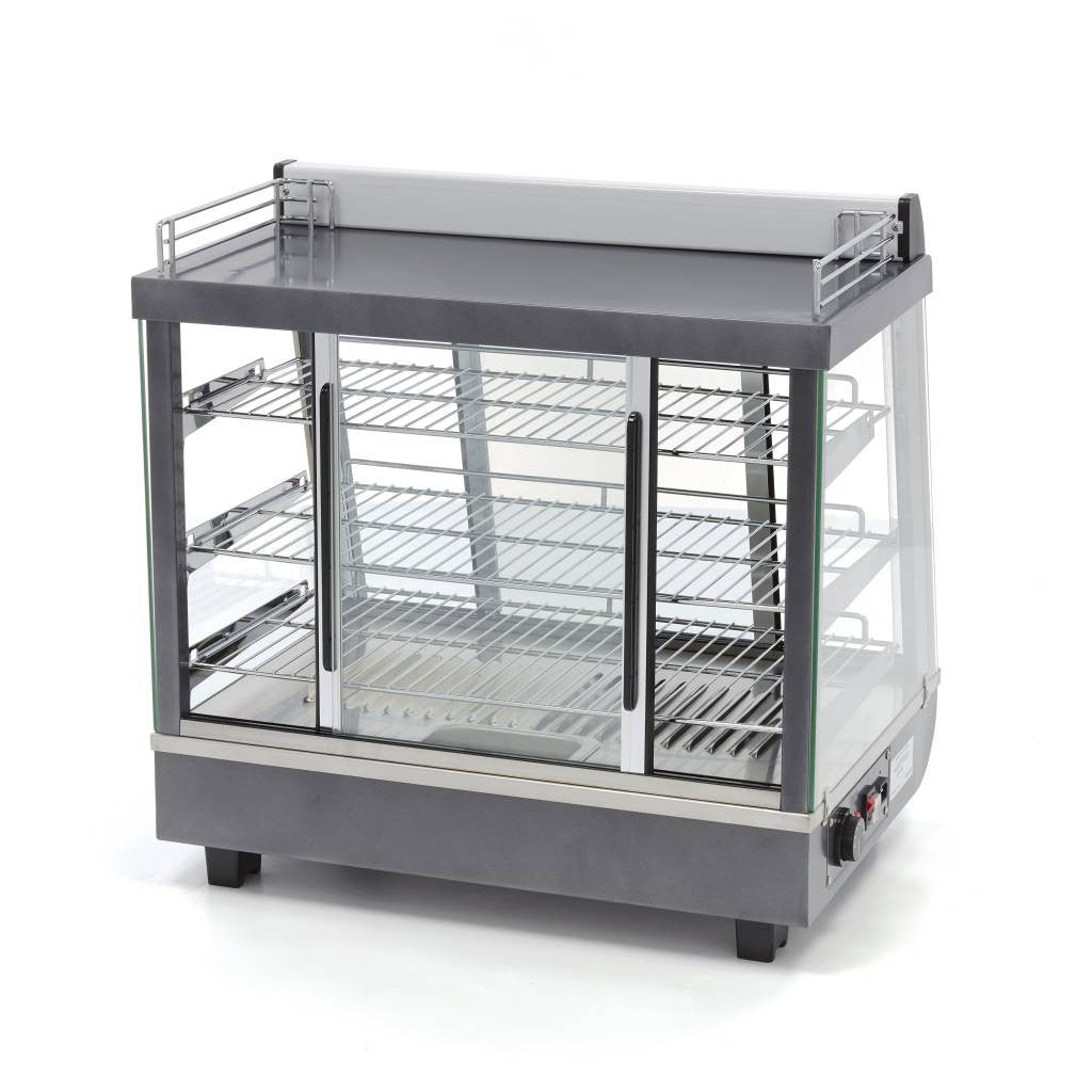 Vitrine chauffante pour aliments - 96L - 67,5cm - 3 étagères inox 1000 W Maxima - vue 3 - Vitrine chaude pro CHR - Cuistéo
