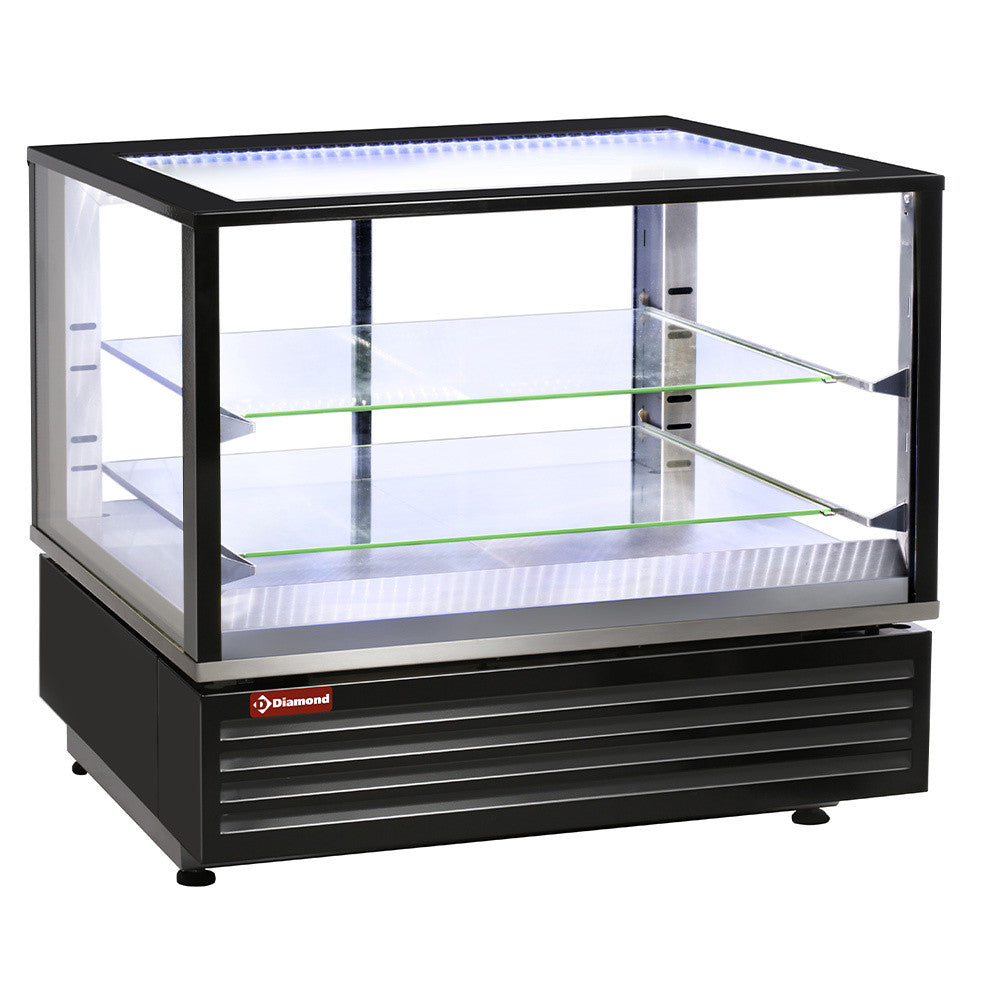 Vitrine chauffante ventilée 2 niveaux noire - Diamond
