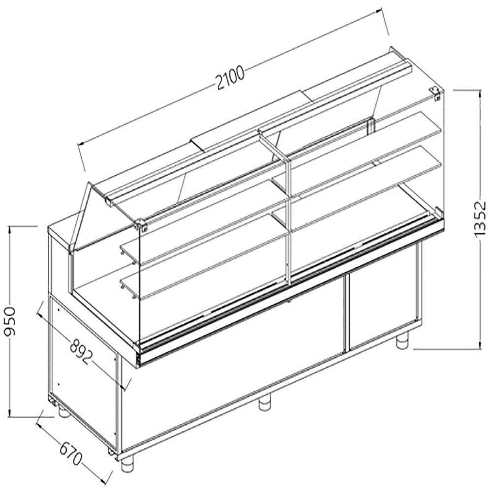 Vitrine snack chaud- sec vitre haute groupe - Diamond