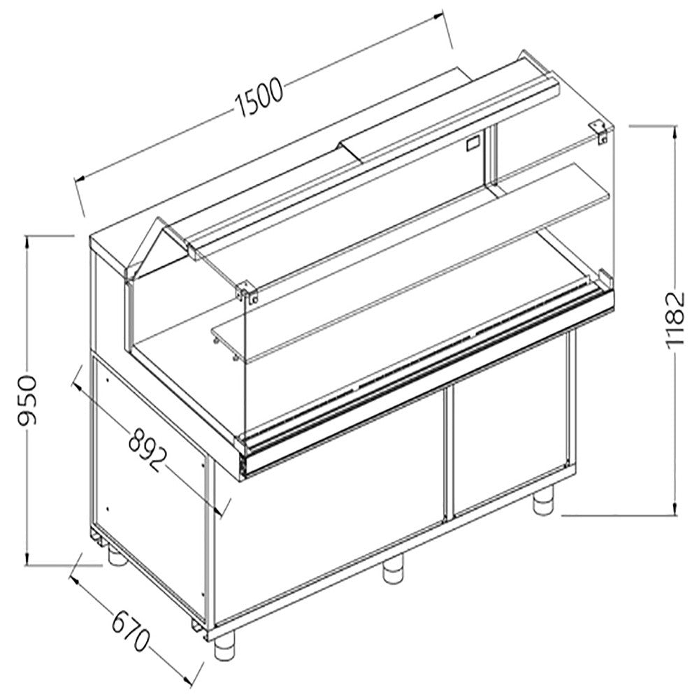 Vitrine snack chaud - sec -vitre basse- groupe et reserve - Diamond