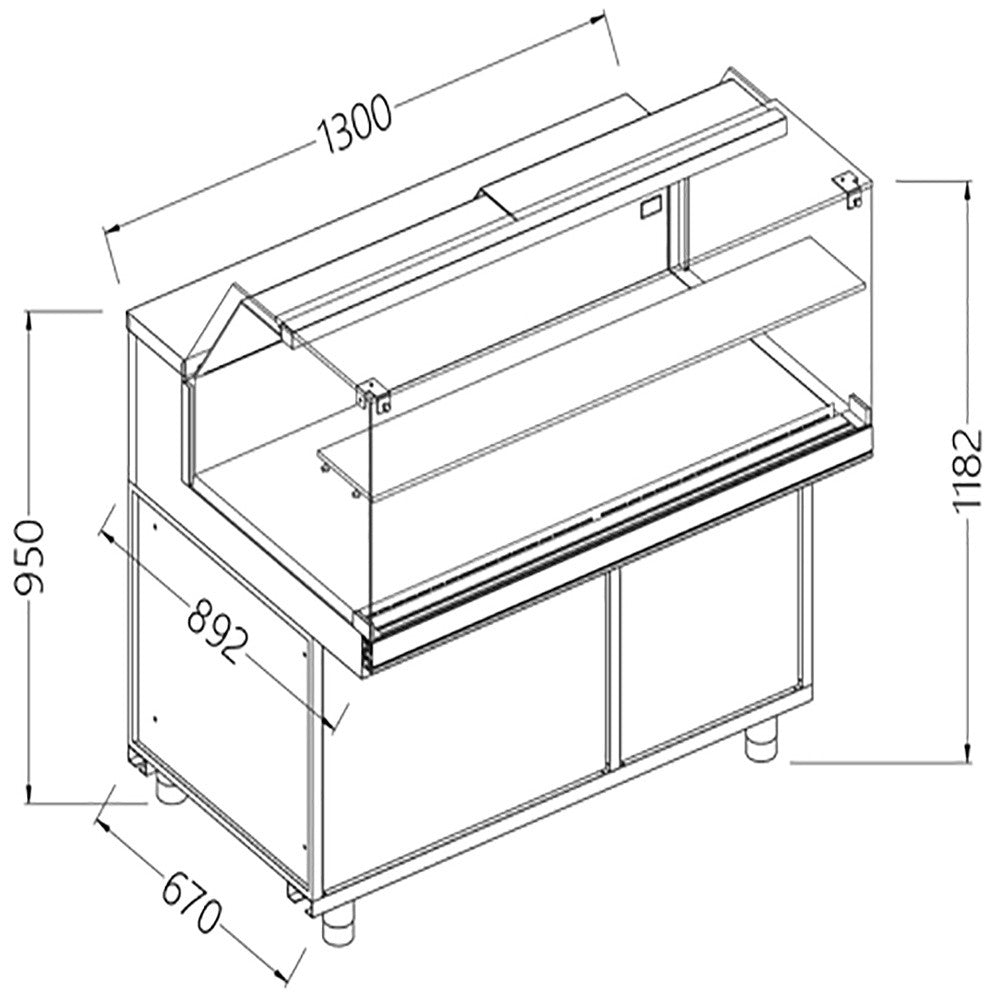 Comptoir vitrine chauffante sec GN - vitre basse - Diamond