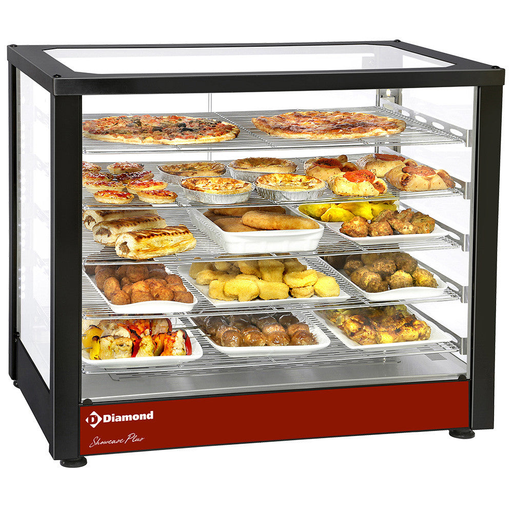 Vitrine chauff ventilée 5 niv panor noire - Diamond