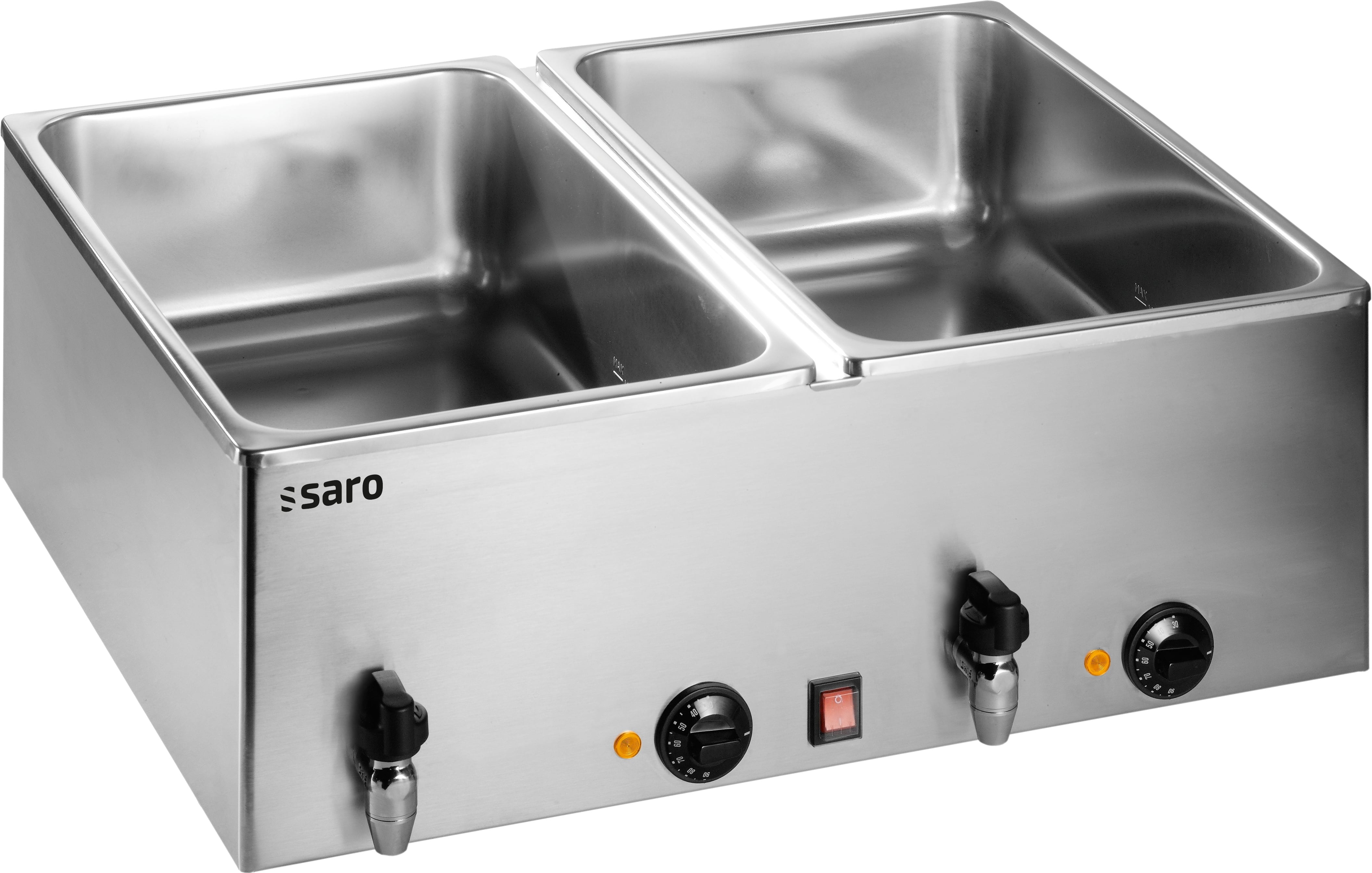 Bain-marie - 2xGN 1/1 - 2x1kW - 690x600x245mm - Robinet - BMH 160-2 Saro - Bain-marie professionnel CHR - matériel cuisine pro - Cuistéo