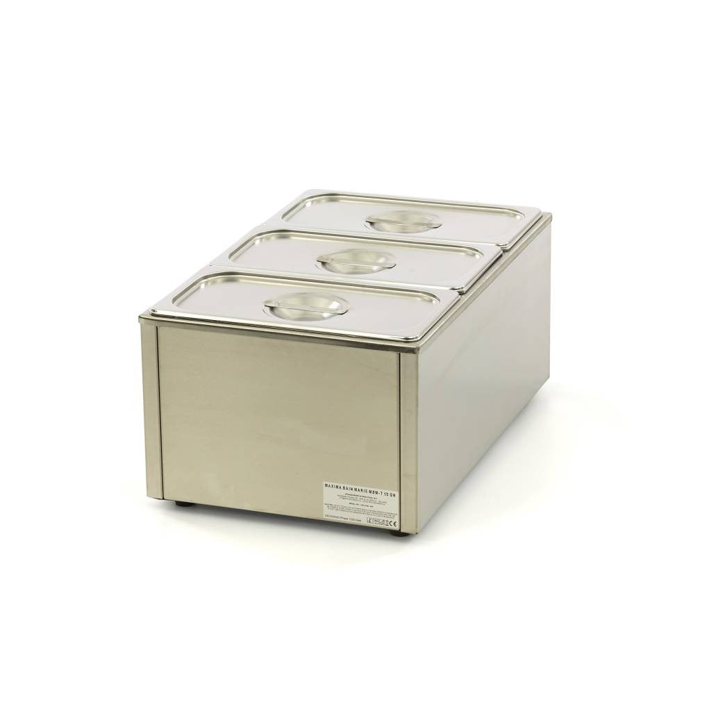 Bain-Marie - avec robinet - incluant un ensemble de 3 bacs GN 1/3 - Électrique 3 L 1200 W Maxima - vue 2 - Bain-marie pro CHR - Cuistéo
