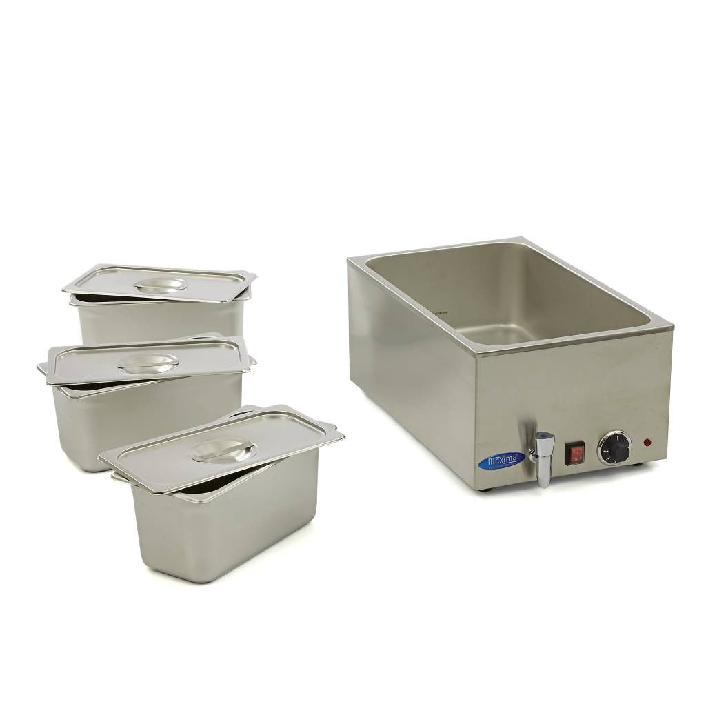 Bain-Marie - avec robinet - incluant un ensemble de 3 bacs GN 1/3 - Électrique 3 L 1200 W Maxima - vue 3 - Bain-marie pro CHR - Cuistéo