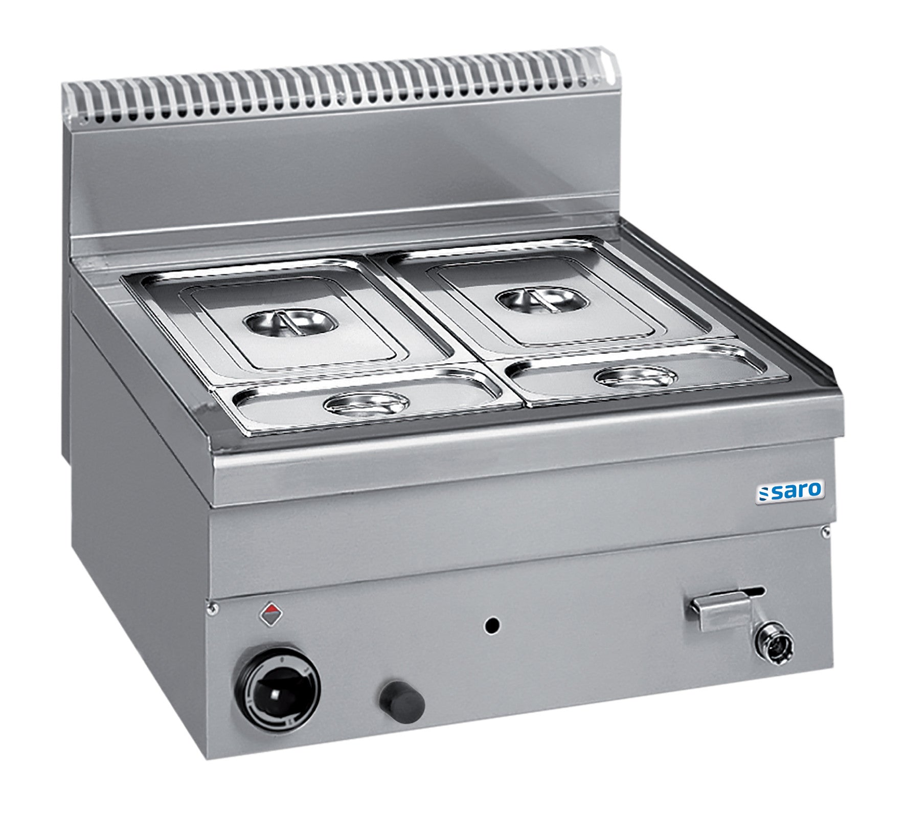 Bain-marie gaz - GN 1/1+1/2+1/4 - 5kW - 600x600x270mm - GBM66 Saro - Bain-marie professionnel CHR - matériel cuisine pro - Cuistéo