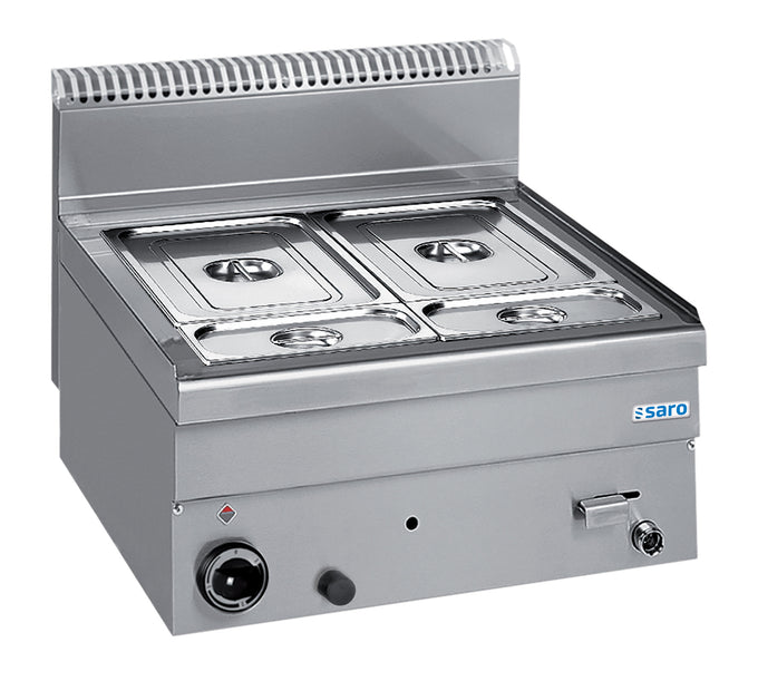 Bain-marie gaz - GN 1/1+1/2+1/4 - 5kW - 600x600x270mm - GBM66 Saro - Bain-marie professionnel CHR - matériel cuisine pro - Cuistéo