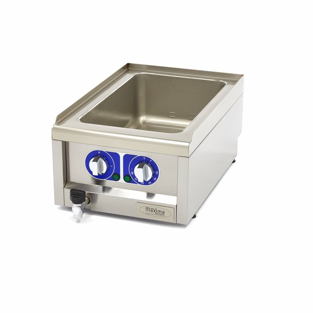 Bain-Marie - Unité individuelle - 60cm - avec robinet de vidange - Électrique 1500 W Maxima - Bain-marie professionnel CHR - matériel cuisine pro - Cuistéo