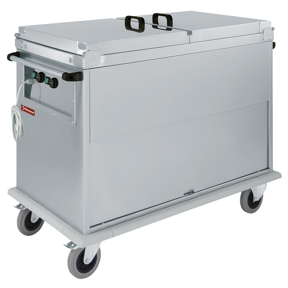 Chariot bain marie 2x GN 1/1 à couvercles sur armoire - Diamond