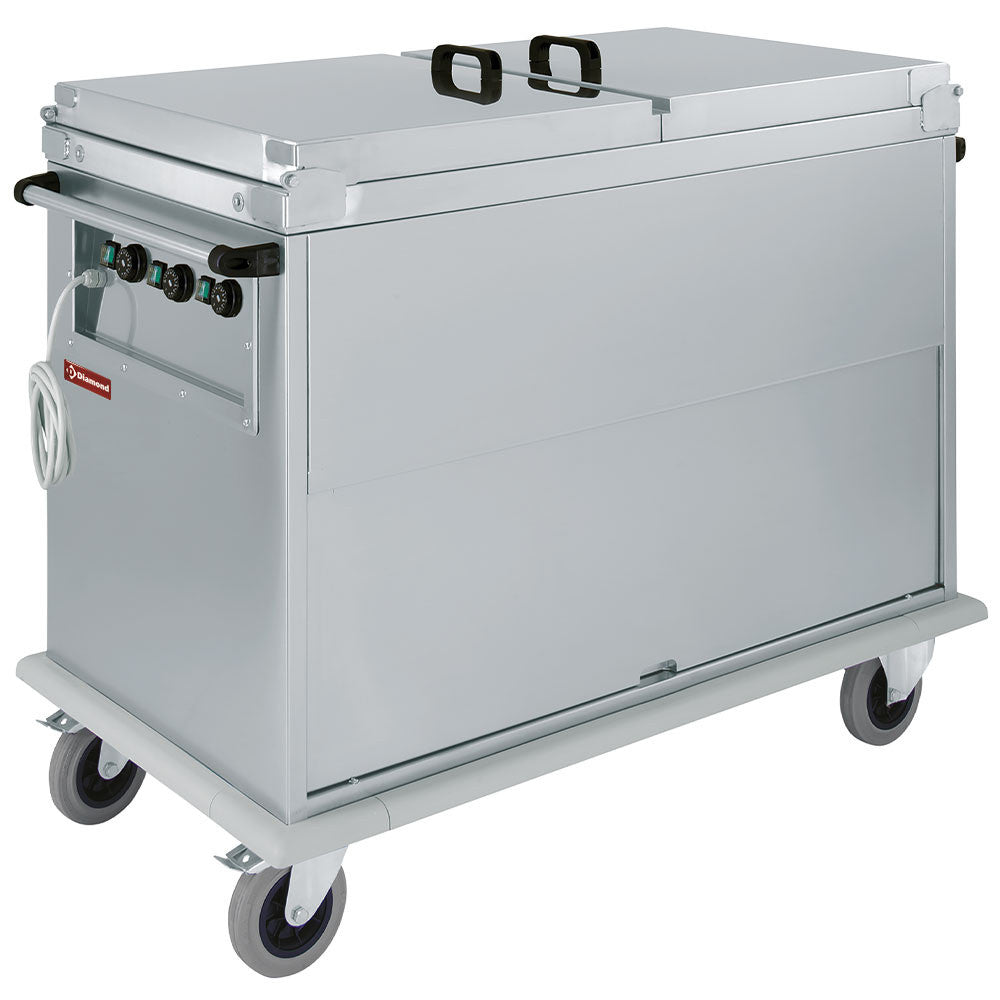 Chariot bain marie 3x GN 1/1- couvercles - sur armoire - Diamond