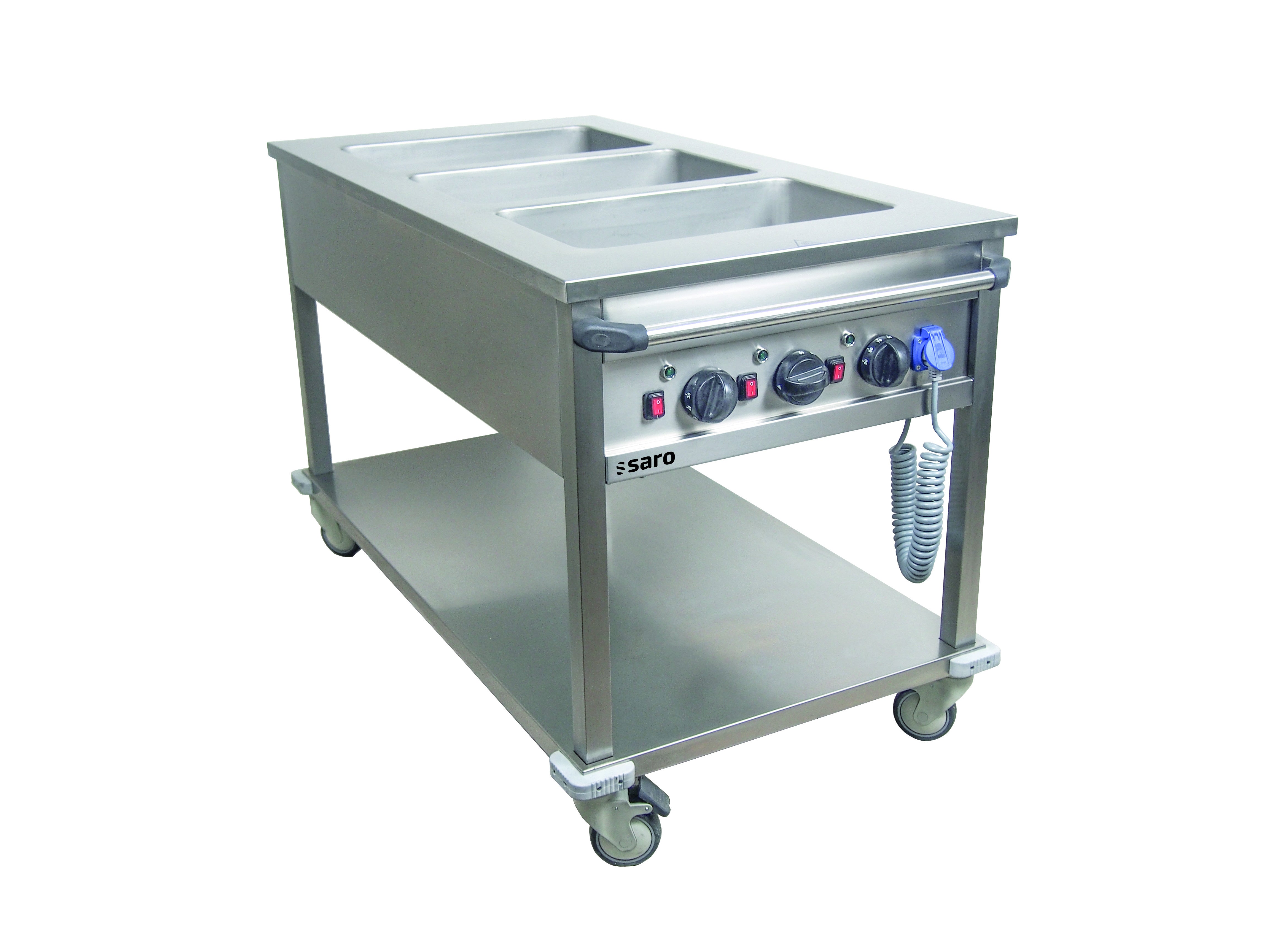 Chariot bain-marie - 3xGN 1/1 - 3kW - 1304x700x850mm - BT-3 Saro - Chariot Bain-Marie professionnel CHR - matériel cuisine pro - Cuistéo