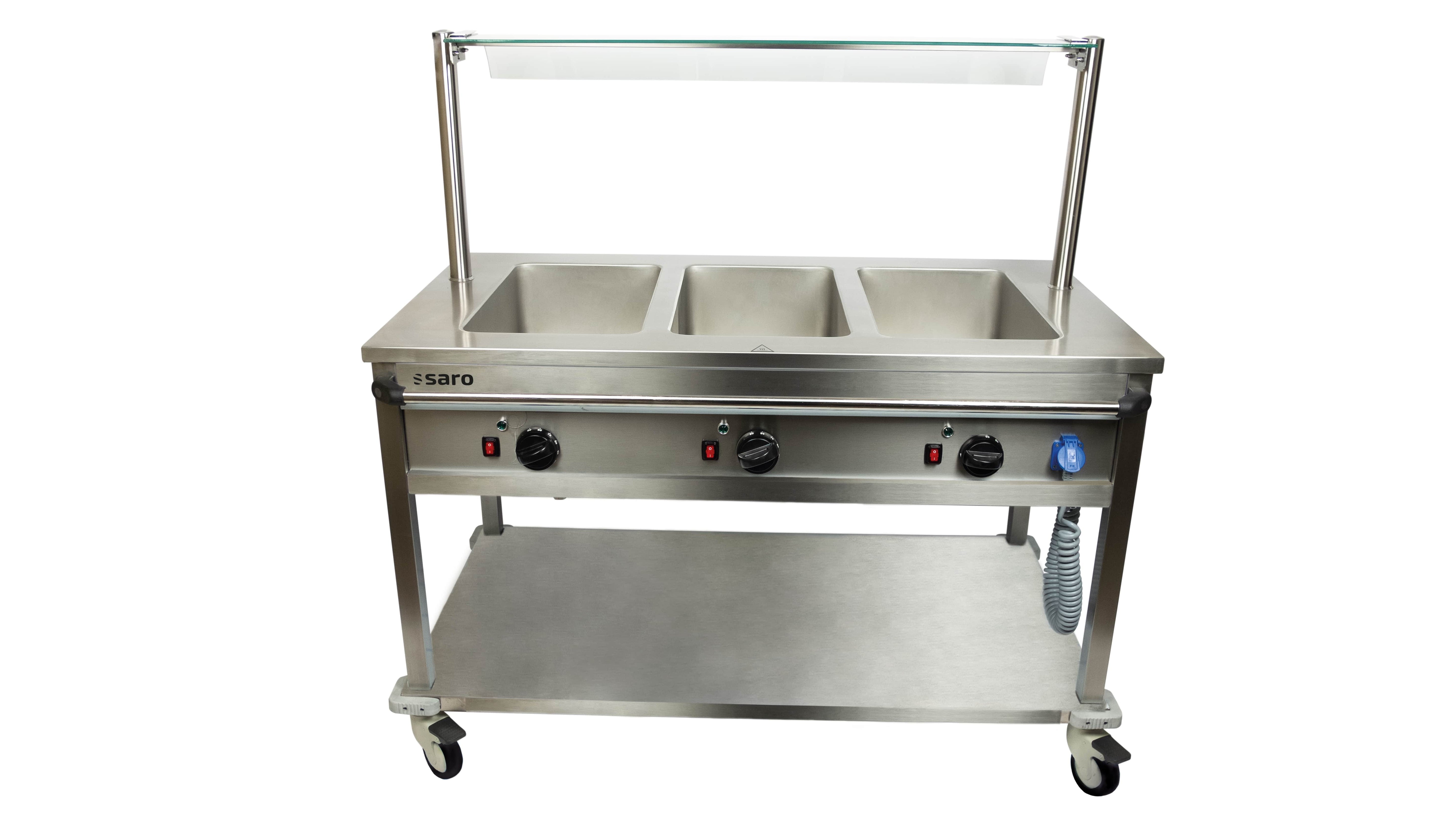 Chariot bain-marie - 3xGN 1/1 - 3kW - 1304x704x850mm - BTS-3 3 L Saro - Chariot Bain-Marie professionnel CHR - matériel cuisine pro - Cuistéo