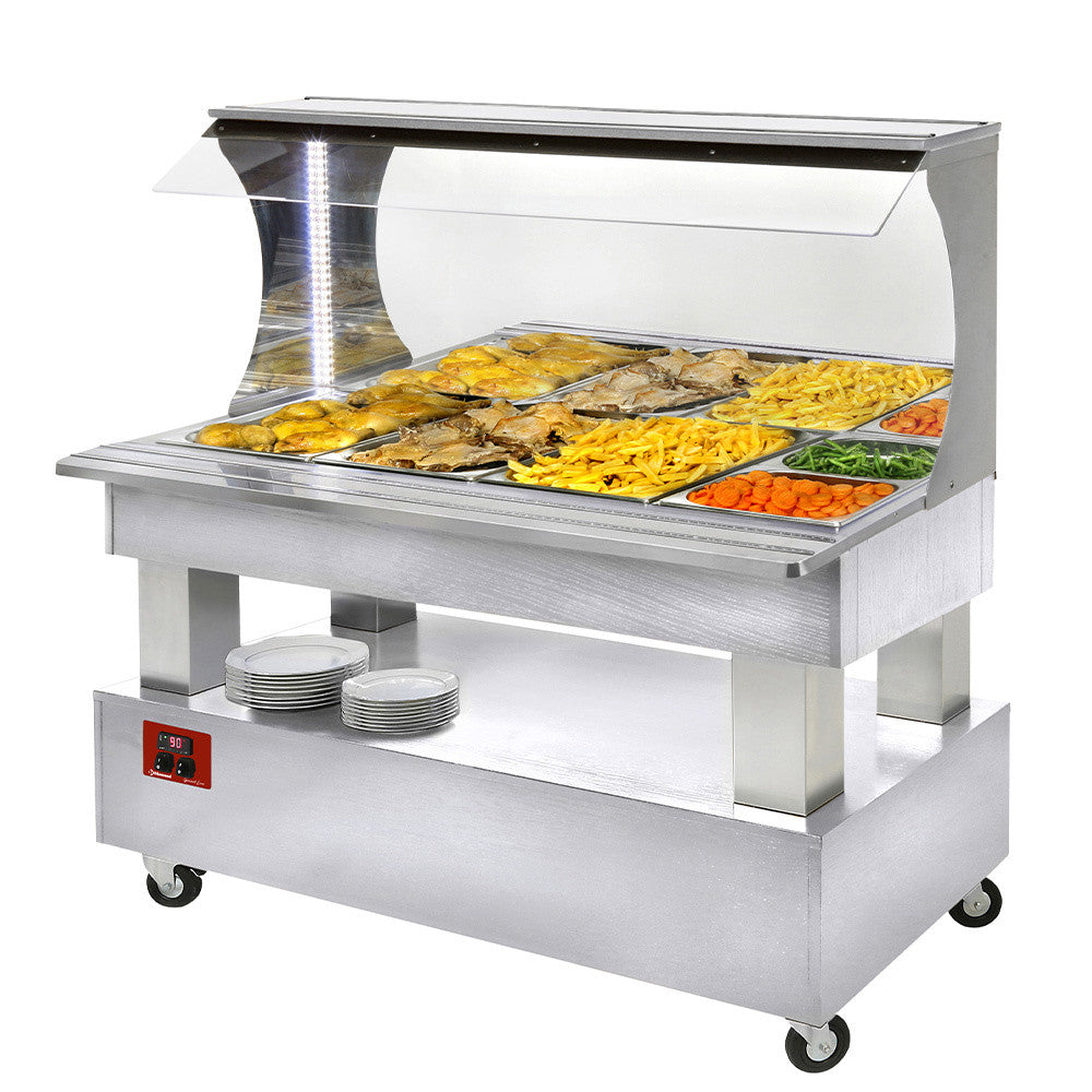 Buffet chauffant mural bain marie 4x GN1/1 blanc - Diamond