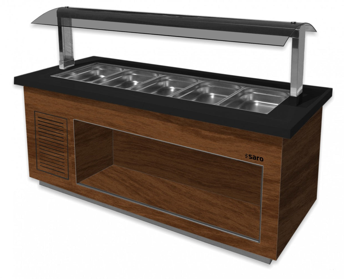 Buffet Chaud - 6x GN 1/1 - +30/+90°C - 1.50 kW - 2300x880x1350 mm - SB-H 230 Noyer 6 L Saro - Buffet Chaud professionnel CHR - matériel cuisine pro - Cuistéo