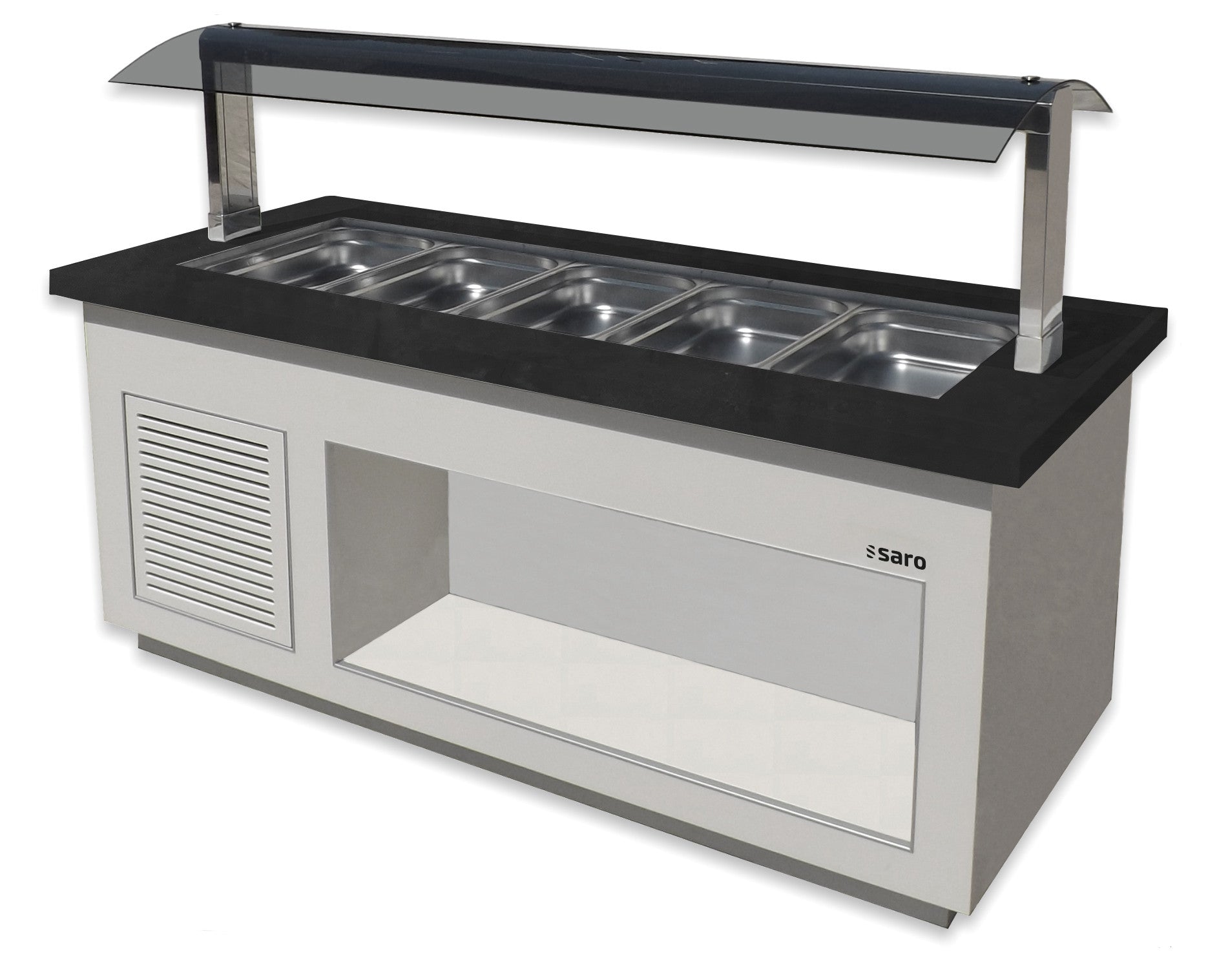 Buffet chaud - 5 GN - Granit noir - Température +30/+90°C - LINE SB-H 200 5 L Saro - Buffet Chaud professionnel CHR - matériel cuisine pro - Cuistéo