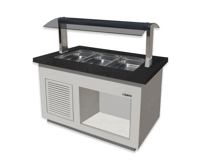 Buffet chauffant - 3 GN - Granit noir - Température +30/+90°C - LINE SB-H 130 3 L Saro - Buffet Chaud professionnel CHR - matériel cuisine pro - Cuistéo
