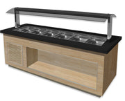 Buffet chaud - 6 GN - Chêne - Granit noir - Température +30/+90°C - LINE SB-H 230 6 L 1000 W Saro - Buffet Chaud professionnel CHR - matériel cuisine pro - Cuistéo