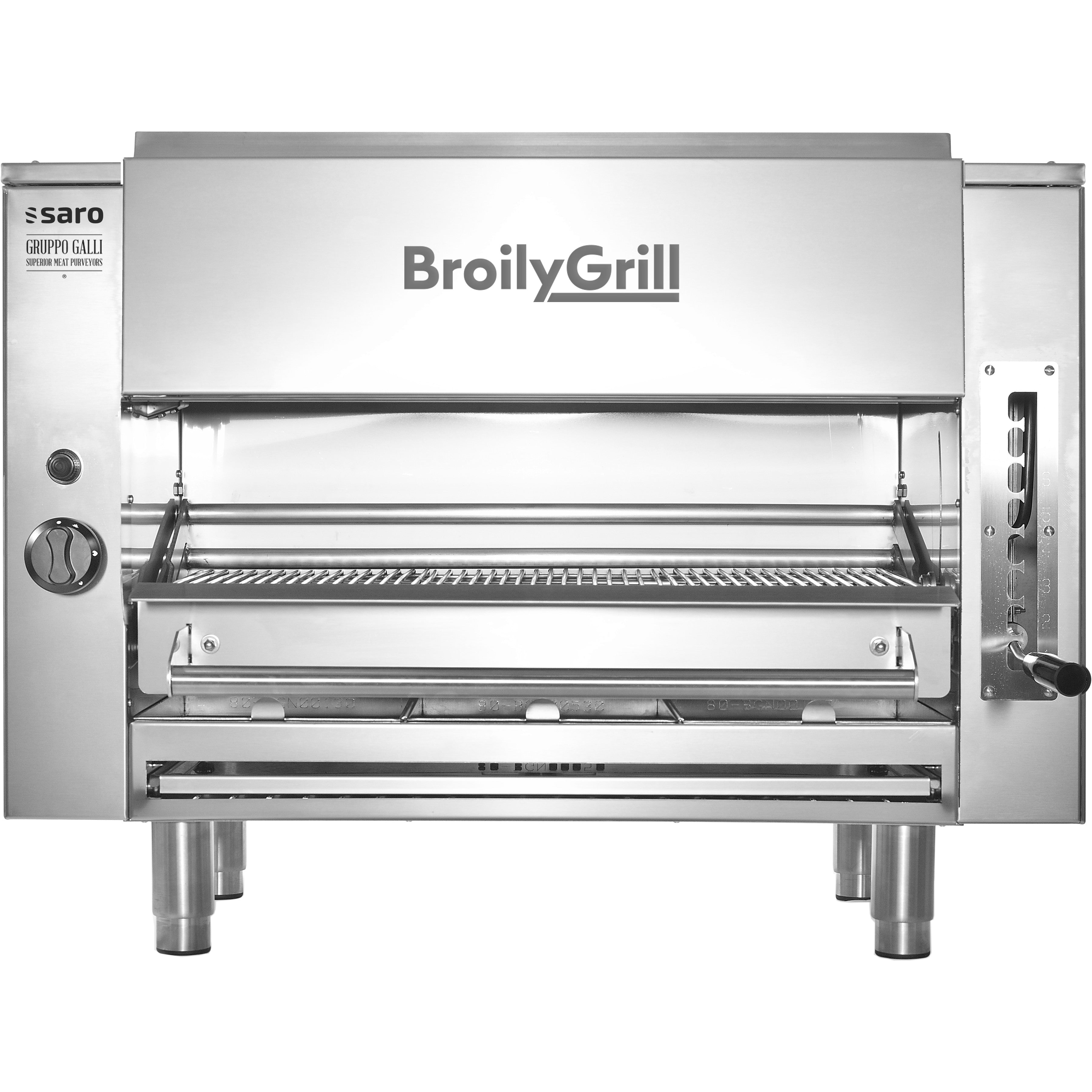Grill professionnel - Inox - 980x450x745mm - 12,8kW - 850°C - BROILY Saro - Table inox avec étagère professionnel CHR - matériel cuisine pro - Cuistéo