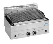 Grill Pierre Lave - Inox - 800x600mm - 14kW - Double Brûleur Saro - Table inox avec étagère professionnel CHR - matériel cuisine pro - Cuistéo