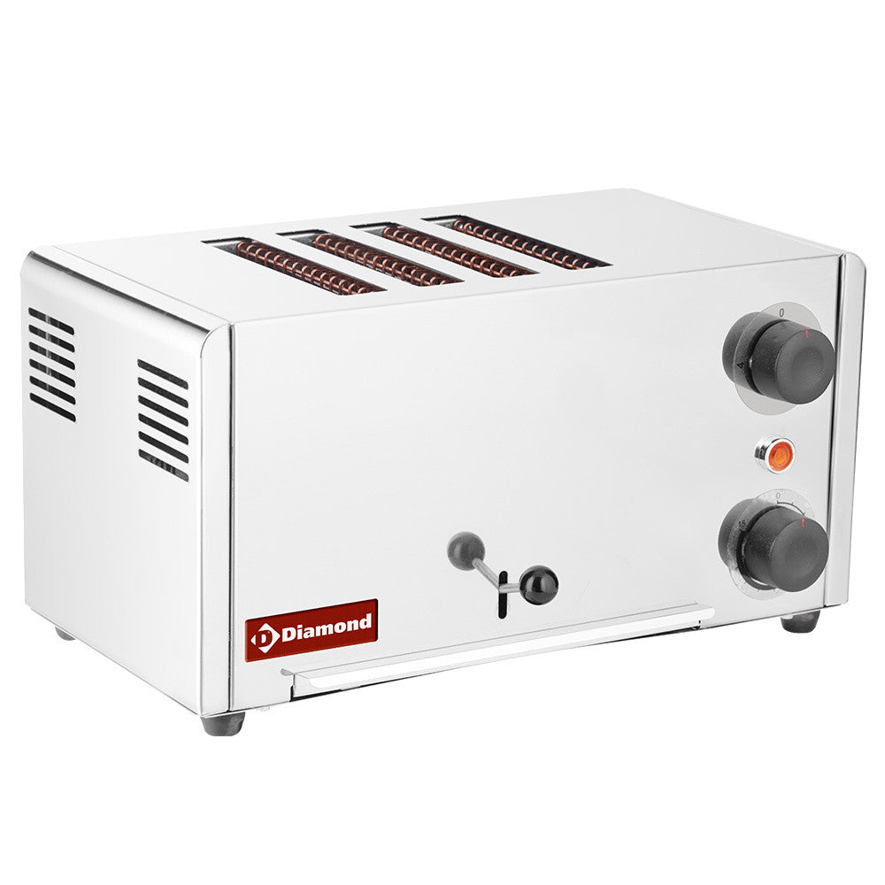 Toaster grille-pain électrique 4 tranches - inox - Diamond