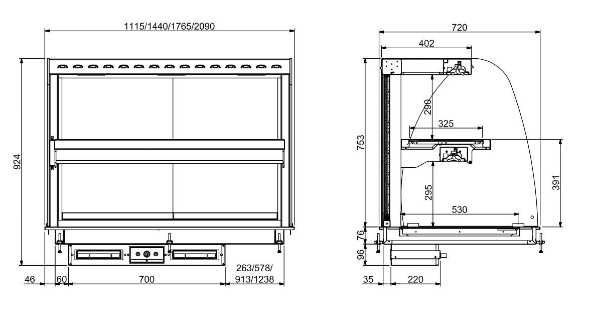 Drop-in vitrine courbée avec plaques chauffantes 1440x720x924 mm 4.7 kW Combisteel - vue 2 - Vitrine Chaude Drop-In pro CHR - Cuistéo