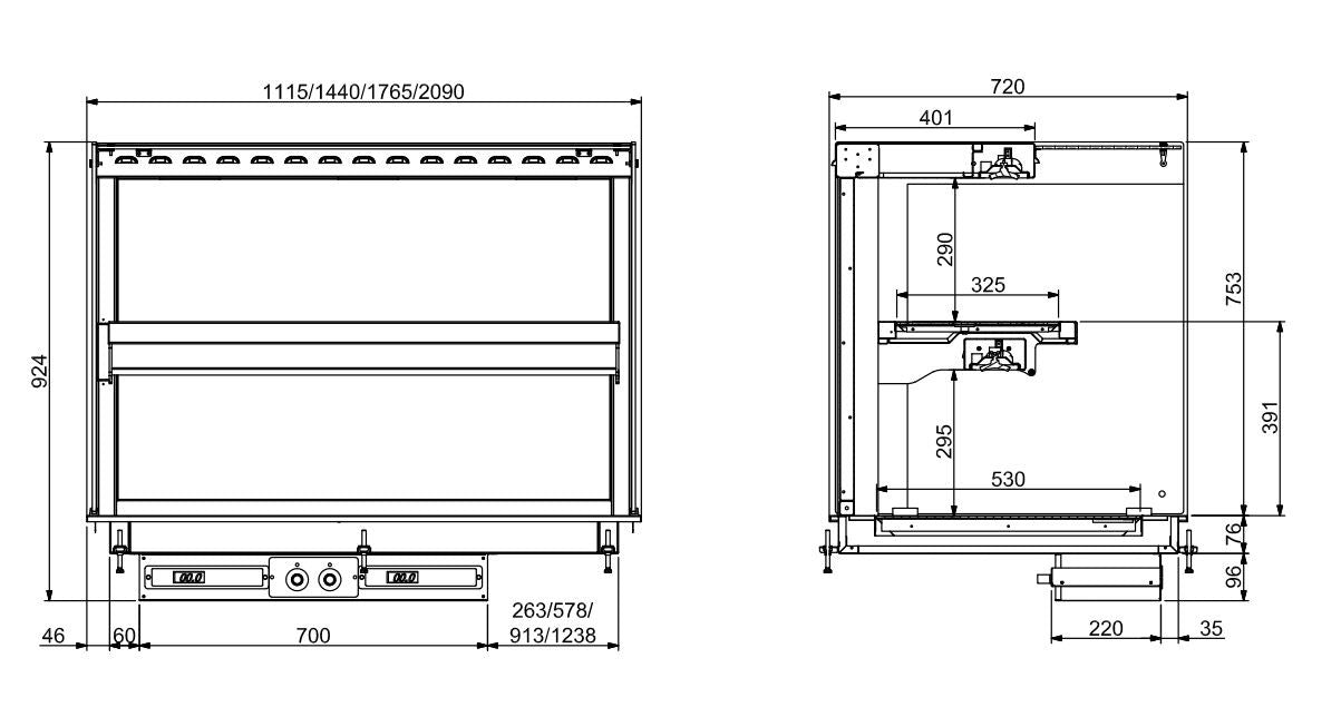 Drop-in vitrine cubique chauffante mural 1440x720x924 mm 4.7 kW Combisteel - vue 2 - Vitrine Chaude Drop-In pro CHR - Cuistéo