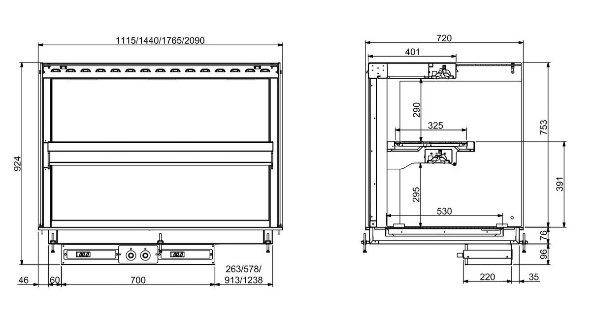 Drop-in vitrine cubique chauffante mural 1440x720x924 mm 4.7 kW Combisteel - vue 2 - Vitrine Chaude Drop-In pro CHR - Cuistéo